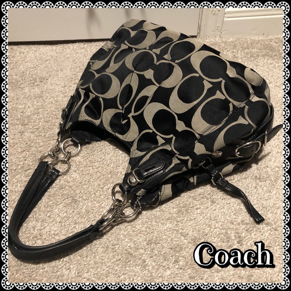 Coach Mia Signature Sateen black & Tan Handbag